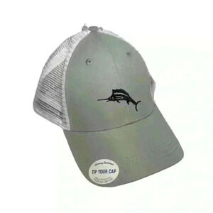 NWT Tommy Bahama Tip Your Cap Gray Baseball Cap w/ Blue Marlin Logo - One Size